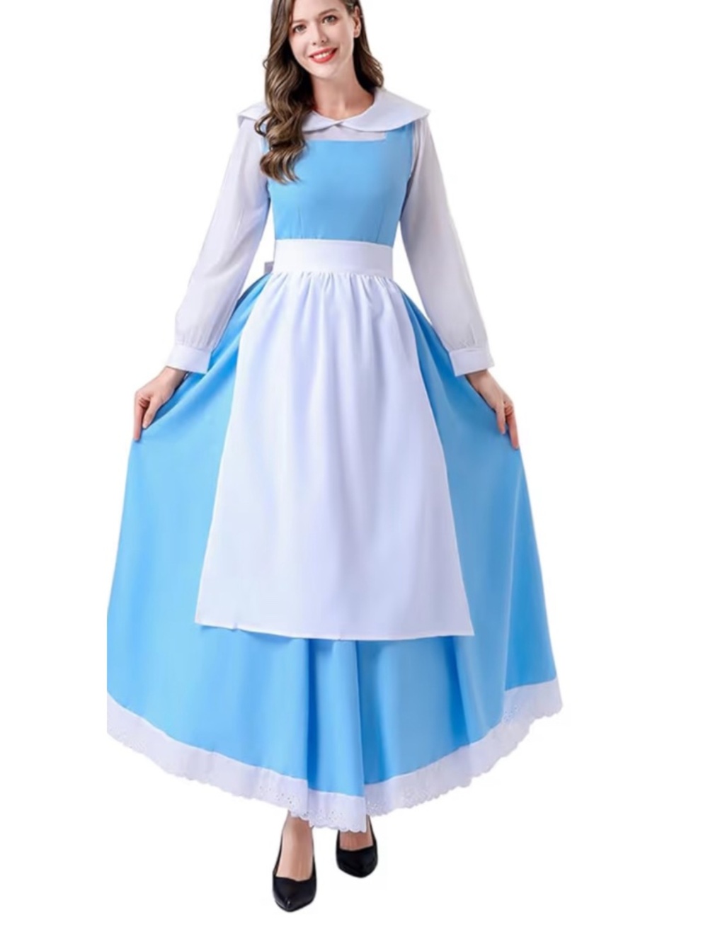 BELLE Beauty and the Beast Costume Small New Blue Apron + dress